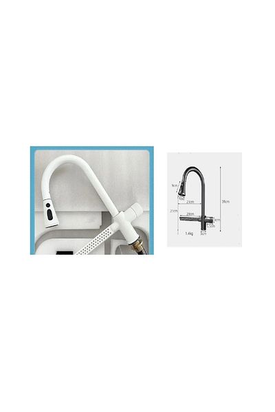 OEM New Design Matte White Kitchen Sink Faucet - Waterfall Touch, Fountain, Function