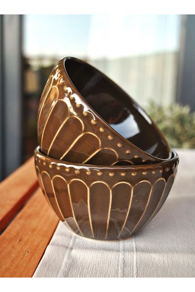 Purelegant Set of 6 Round Stoneware Soup Bowl - Snack Bowl and Presentation Bowl - 11 cm