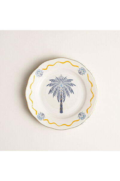 Zsa Zsa Zsu Emet Porselen Pasta Tabağı 20x20x2.4 Cm Lacıvert-sarı