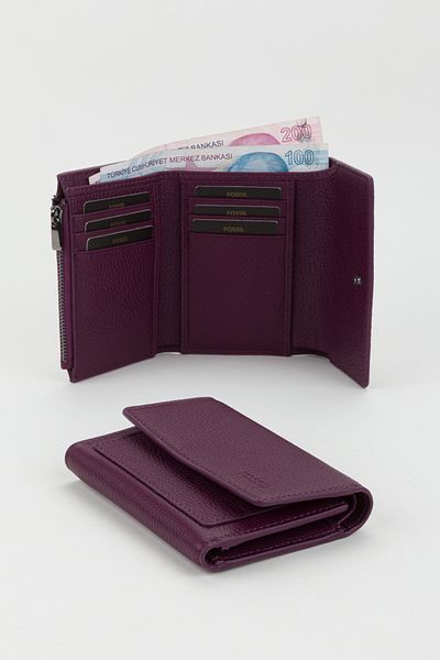 Fossil Boxed Genuine Leather Ice Blue Medium Size Women's Hand Portfolio Card Holder Wallet