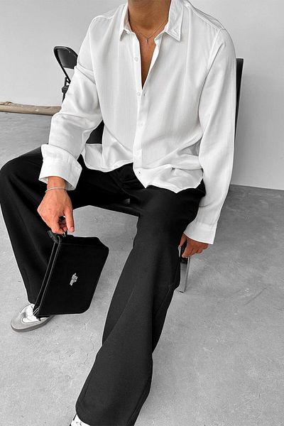HAFKAGİYİM Λευκό Lyocell Fabric Basic Relaxed πουκάμισο