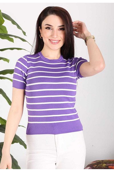 Butik Bluză din tricot în dungi Polyelit pentru femei Zeyoo Collection