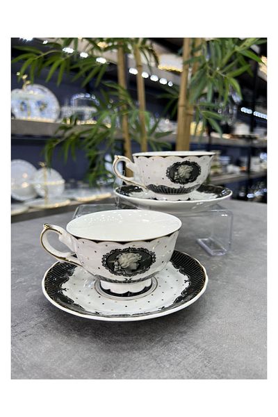 ACAR Black Lux Porcelain - Set of 2 Retro Tessa Tea Cups