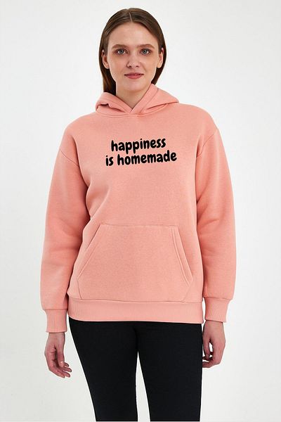 FİHA /2505 Unisex Printed Raster Hooded Sweatshirt - Apricot