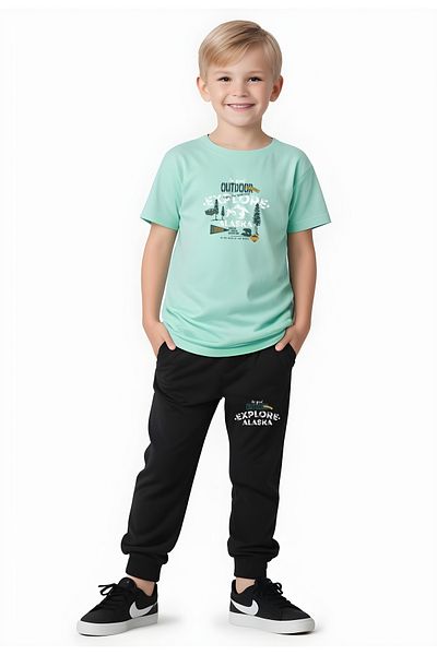panios kids Explore Printed Boy's Double Pocket Bottom-Top Set