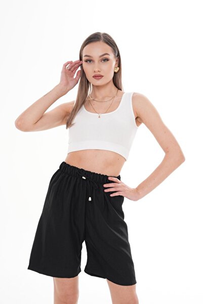 ŞİMAL Women's Rope Detailed Sofia Linen Shorts 250007   -