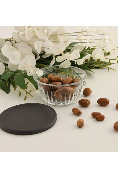 Paşabahçe Freesia Gray 6-Piece Glass Bowl with Lid (Snack Bowl-Snack)