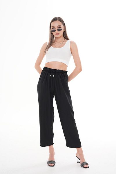 ŞİMAL Women's Rope Detailed Sofia Linen Trousers 250008   -