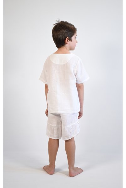 I.ZOYA V-Neck Muslin Shirt and Shorts Set