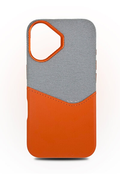 Caseji iPhone 16 Uyumlu Kumaş ve Deri Kaplamalı Kartlıklı Metal Kamera Detayl...