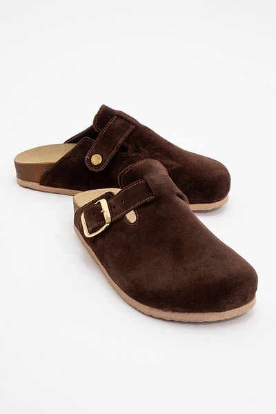 LuviShoes Gons Brown Suede Leather Women's Slippers