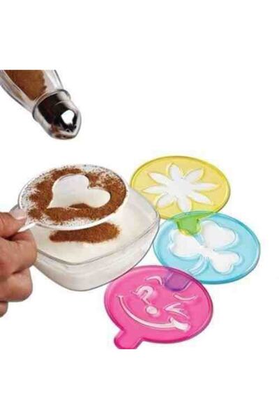 FırsatVar Kahve Cappuccino Süsleme Şablonu Seti Farklı Desenli Plastik Aparatı