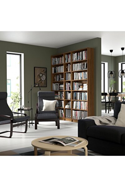 IKEA kitaplık, kahverengi ceviz görünüm, 200x28x237 cm