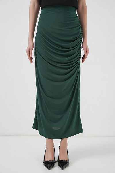Bigdart 8035 Fusta Midi adunată - Verde Smarald