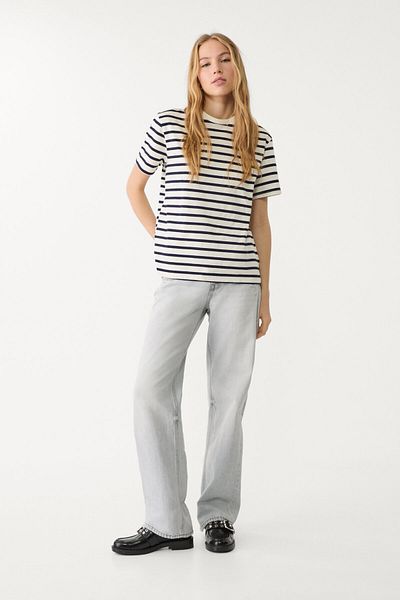 Stradivarius Striped heavy cotton boxy fit T-shirt