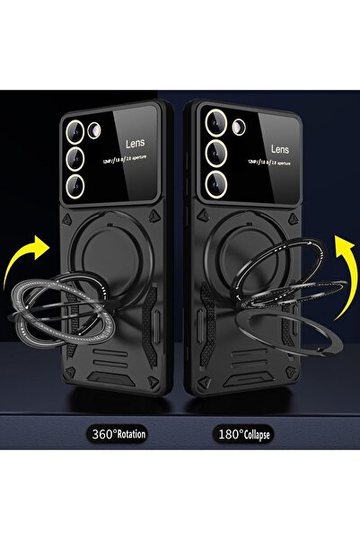 Wevox Samsung Galaxy S25 Plus Uyumlu Kılıf Magsafe Standlı Kamera Lens Korumalı Dayanklı Renkli Tank Kapak
