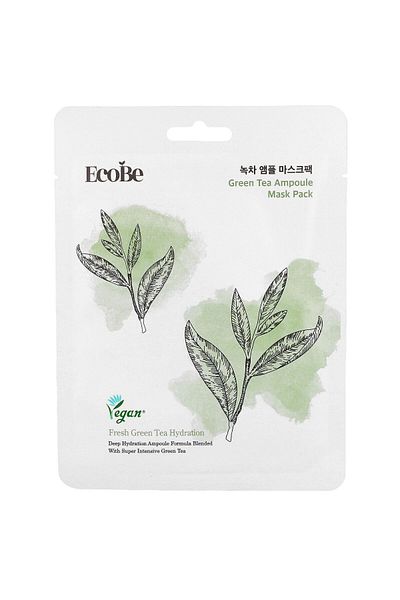 Ecobe EcoBe Green Tea Ampule Mask Pack 25 ml - Osvěžující plátěná maska
