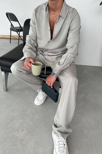 HAFKAGİYİM Απαλό πράσινο ύφασμα Lyocell Basic Relaxed πουκάμισο