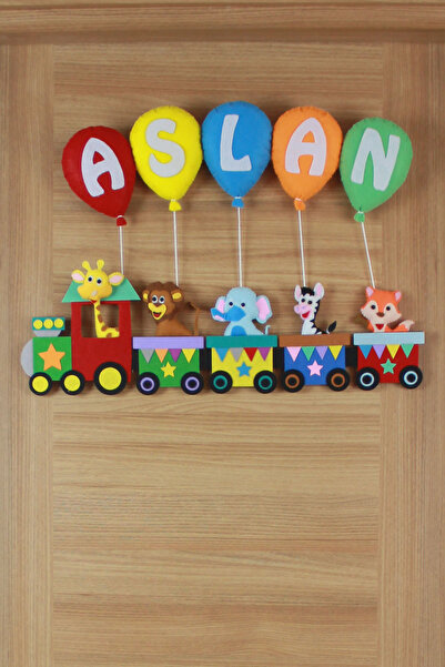 Renkli Hayallerim Aslan isimli Trenli Bebek ve Hastane Odası Kapı Süsü