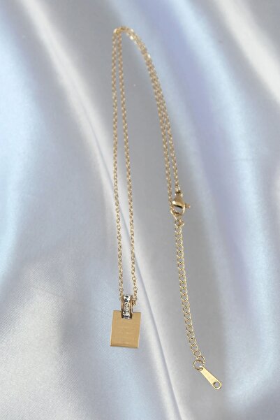 shopwave 316L Steel Chain Gold Color Zircon Stone Love Letter Necklace