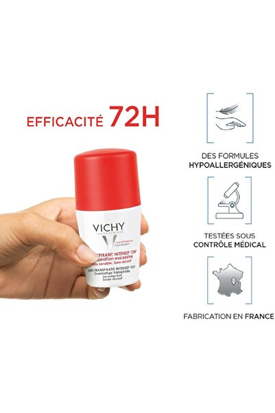 Vichy مزيل العرق المقاوم للتعرق لمدة 72 ساعة، عبوة 2 × 50 مل
