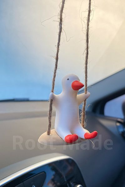 Root Made Swinging Duck Rearview Mirror Ornament Vehicle Accessory Duck on the Swing Vehicle Ornament