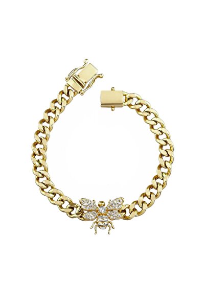neslyaccessories 14k Altın Kaplama Zirkon Taşlı Arı Tasarım Künye