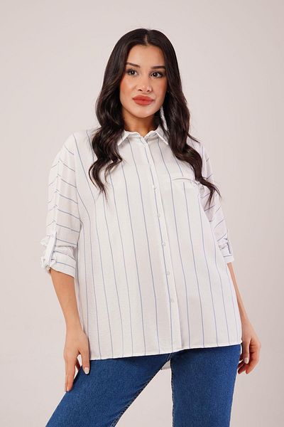 Hipo Trend Blue Striped Sleeve Folded Shirt