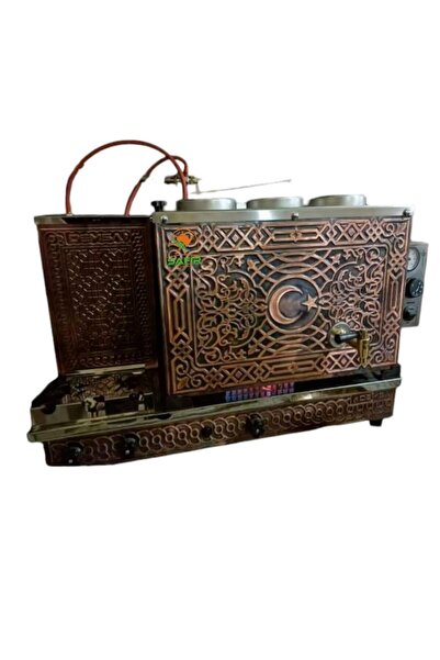 SAFİR ÇAY KAZANLARI 3 Demlikli Bakır Tam Otomatik Çay Kazanı Bayrak Model Ele...