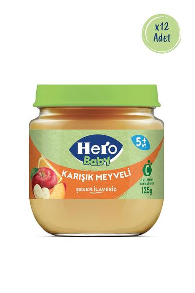 Hero Baby Karışık Meyve Püreli Kavanoz Mama 125g X 12 (1500G)