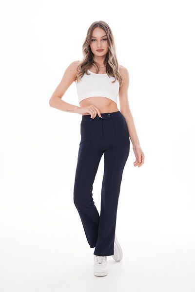 ŞİMAL Women's Two Button Detailed Spanish Leg Trousers 250205   -