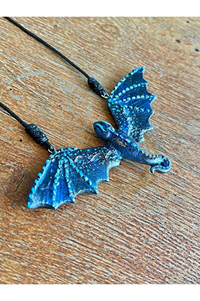 ZephiaStore Lav Ejderha Kolye El Yapımı Kanat Gotik Kolye Sokak Tarzı