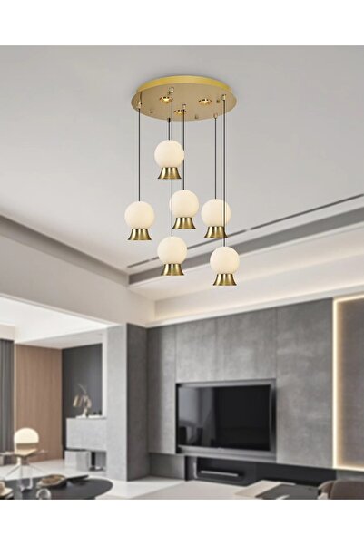 Özcan Aydınlatma 4124Y-6A Glason 6'lı Sarkıt Eskitme