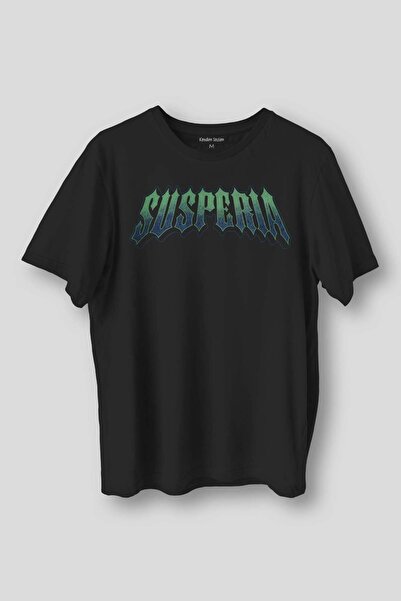 ZOKAWEAR Черна тениска с готическа щампа Susperia типографска типография, Y2K...