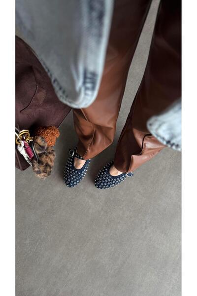 Eataly Shoes Μπαλαρίνες με πέτρες Disco Suede Blue Stud