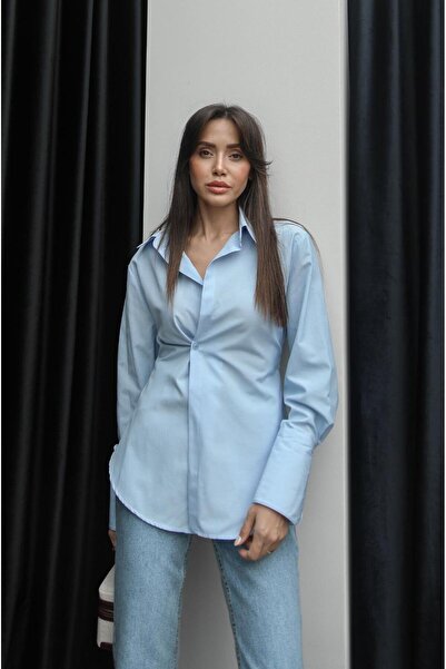 Havoş Modrá košile se stahovací šňůrkou na zádech