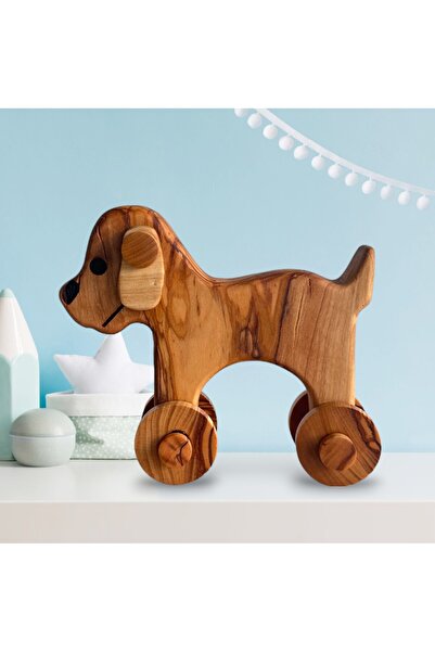 egedeneve كلب خشبي - شجرة زيتون طبيعية، أذن متحركة، عجلة دوارة