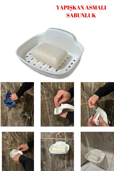 Doori Solid Soap Dispenser with Adhesive Hanger Dry Leftover Soap Dispenser Easy to Drain with Ergonomic Design