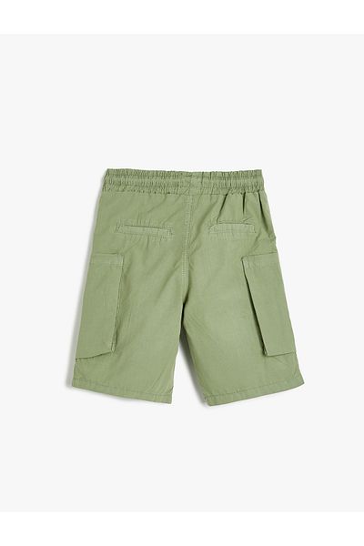 Koton Cargo Pocket Detailed Cotton Shorts with Tie Waist