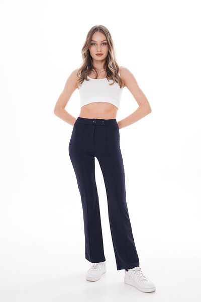 ŞİMAL Women's Two Button Detailed Spanish Leg Trousers 250205   -