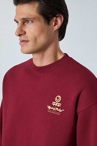 GRIMELANGE Sinner Men's Soft Fabric Burgundy Sweatshirt