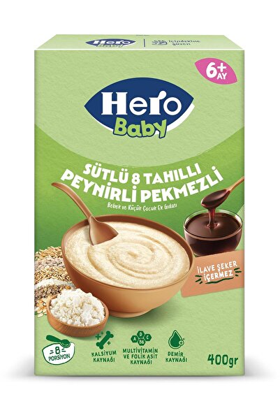 Hero Baby Sütlü 8 Tahıllı Peynirli Pekmezli Kaşık Mama 400g