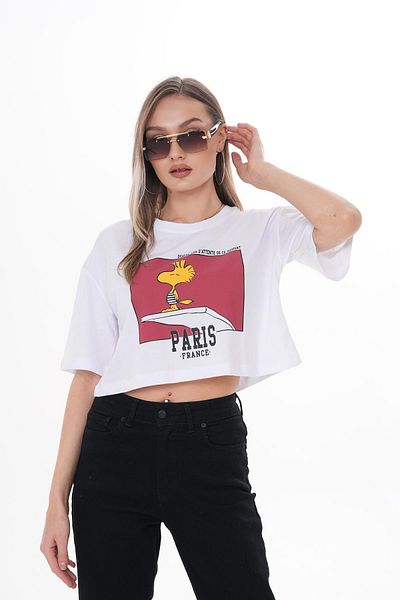 ŞİMAL Tricou casual de damă cu decolteu rotund cu imprimeu în față 250124   -