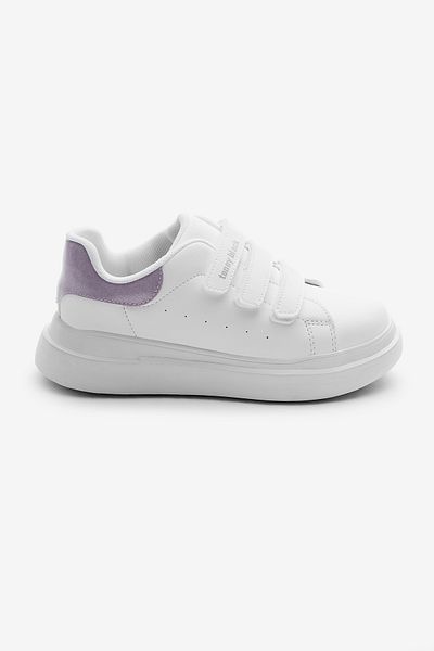 Tonny Black Pantofi sport unisex alb liliac Eva Faylon cu trei velcro pentru copii