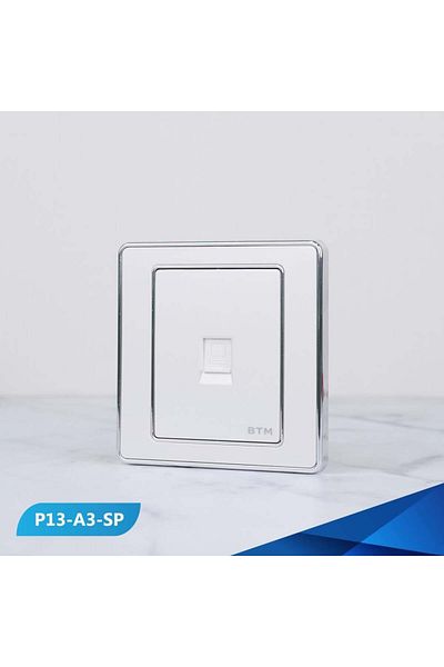 Btm Single computer socket, pearl and silver -10 pieces