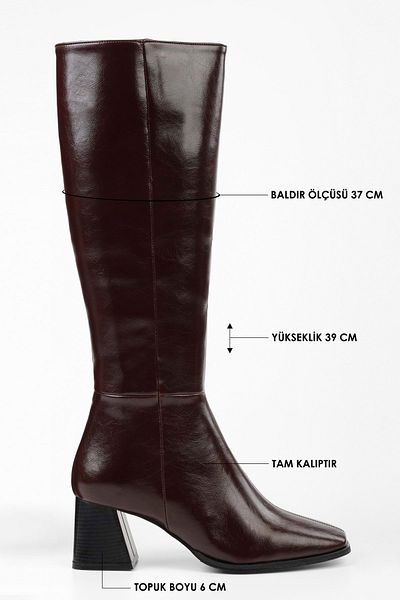 Shoeberry Γυναικείες μπότες Stall Burgundy Blunt Toe