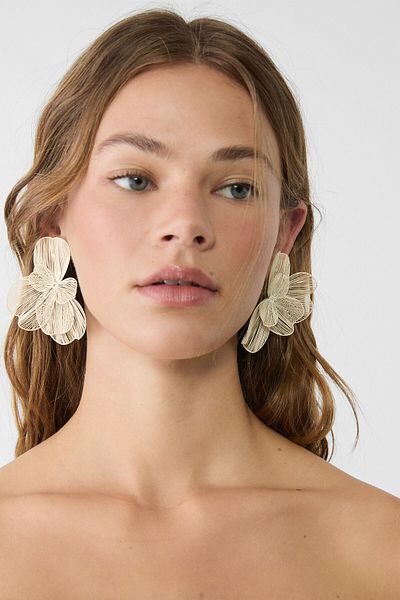 Stradivarius Maxi flower fan earrings