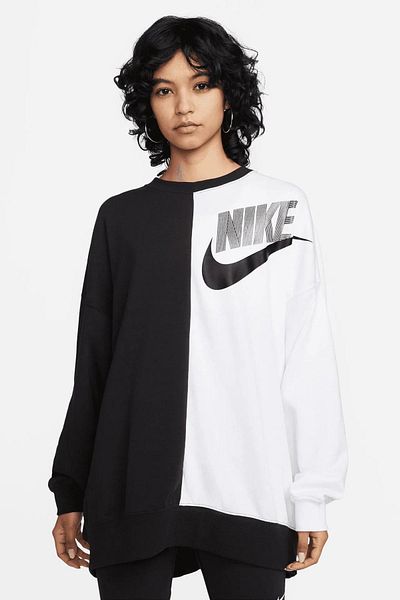 Nike Sportswear Crew Oversize Sweatshirt Women's Wide Fit Sweatshirt Black White