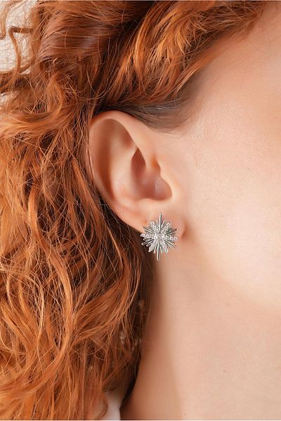 Çlk Accessories أقراط نجمة الشمال من حجر الزركون الصلب 35635