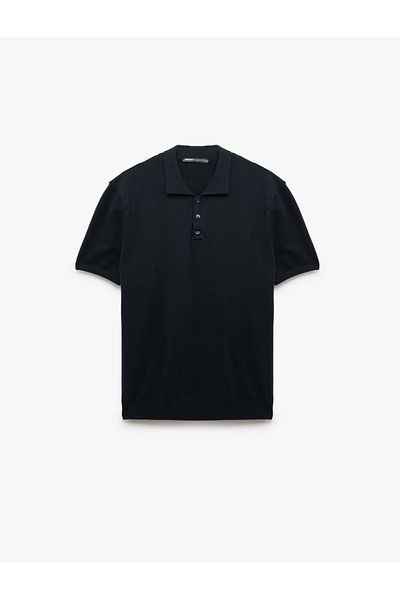 Koton Buttoned Polo Neck Viscose Blended Short Sleeve Knitwear Sweater